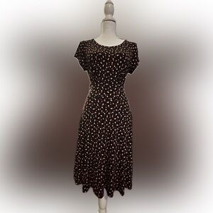 Leota black and pink polkadot dress